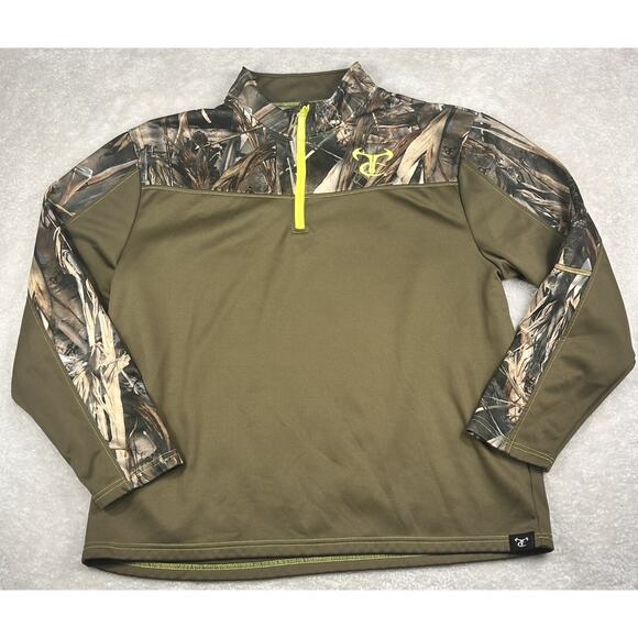 True Timber Camo Pullover Men’s Sz 2XL Camo Green 1/4 Zip Fleece Hunting Outdoor - Picture 1 of 7
